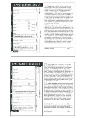 Adult and Juvenile Library Card Application