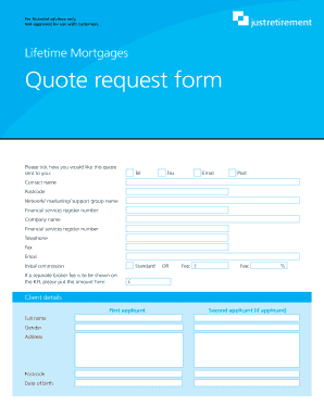 Lifetime Mortgages Quote Request Form