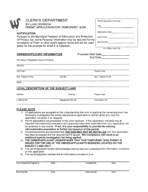 Permit Application for Temporary Sign