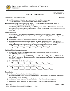 LAUSD Master Plan Folder Checklist