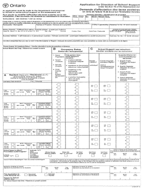 Ontario Application for Direction of School Support