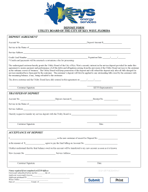 Utility Board Deposit Agreement
