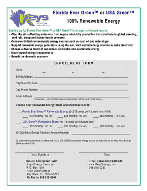 Florida Ever Green Renewable Energy Enrollment Form