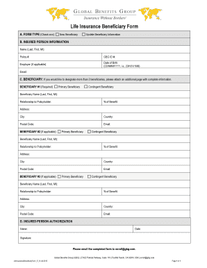 Life Insurance Beneficiary Form