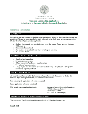 Common Scholarship Application