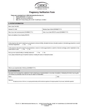 Pregnancy Verification Form