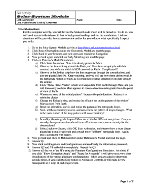 Solar System Models Activity