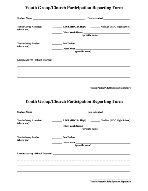 Youth Group Participation Reporting Form
