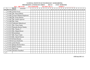 Progressive Attendance Sheet