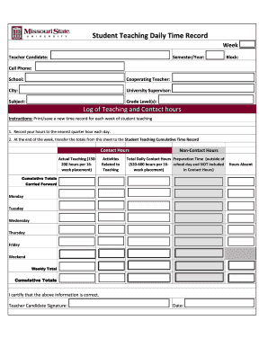 Student Teaching Daily Time Record