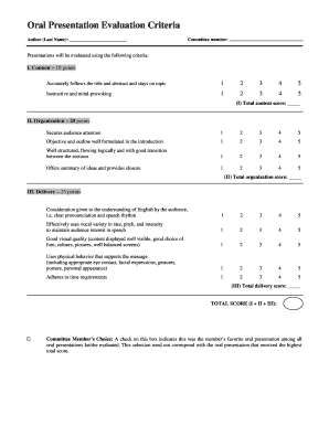 Oral Presentation Evaluation Criteria