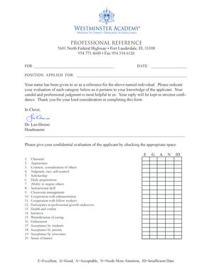 Professional Reference Form