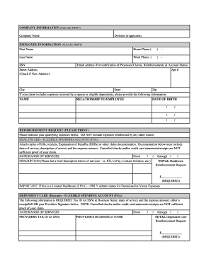 Flexible Spending Account Reimbursement Form