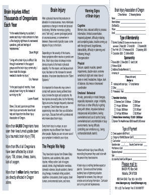 Brain Injury Association of Oregon Membership Form