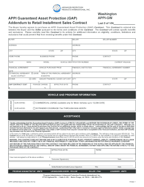 APPI Guaranteed Asset Protection (GAP) Addendum