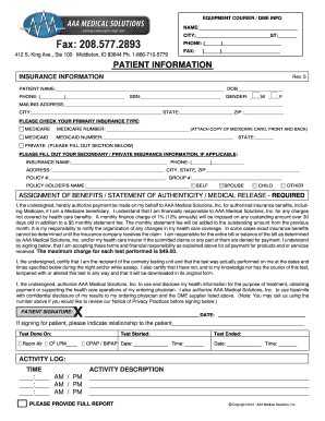 Medical Equipment Courier Form