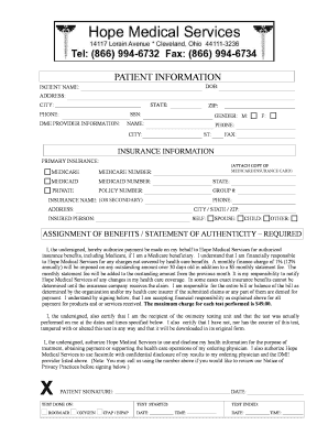 Patient Information and Authorization Form
