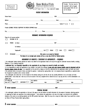 Patient Authorization Form for Oximetry Testing