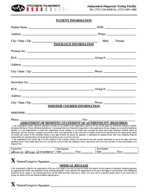 Independent Diagnostic Testing Facility Form