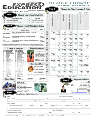 Pennsylvania Pre-Licensing Education Schedule