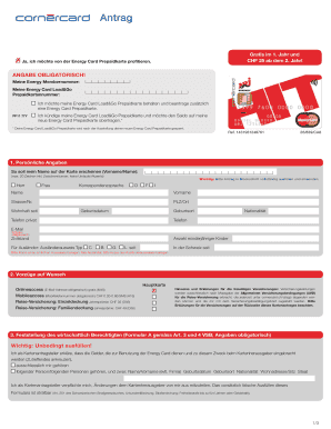 Antrag für die Energy Card Prepaidkarte