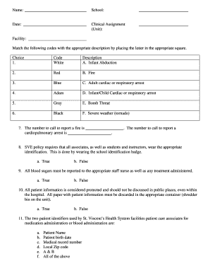 Clinical Assignment Form