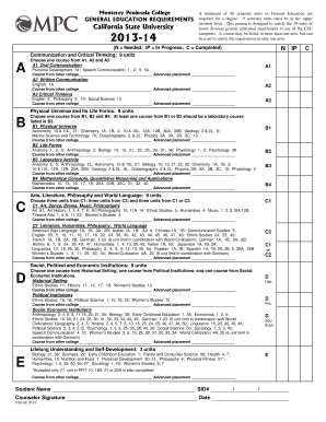 California State University General Education Requirements Form