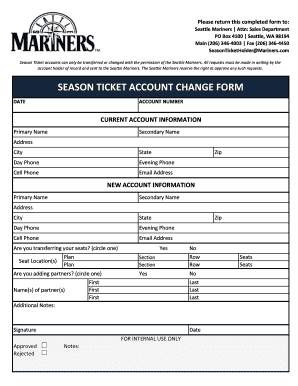 Season Ticket Account Change Form