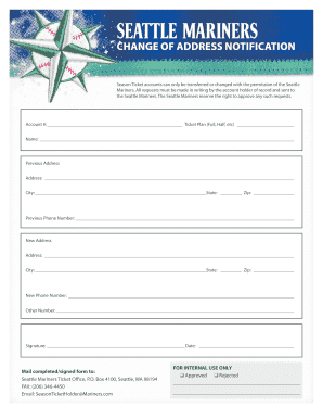 Seattle Mariners Change of Address Notification