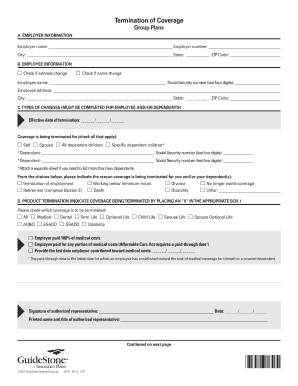 Group Health Insurance Termination Form