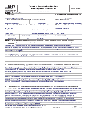 Form 8937 Report of Organizational Actions