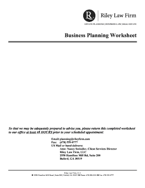 Business Planning Worksheet