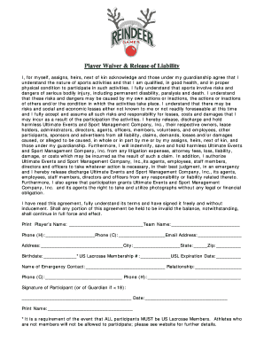 Player Waiver & Release of Liability