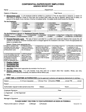 Supervisory Employees Absence Report Form