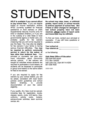 Utah School Fee Waiver Application