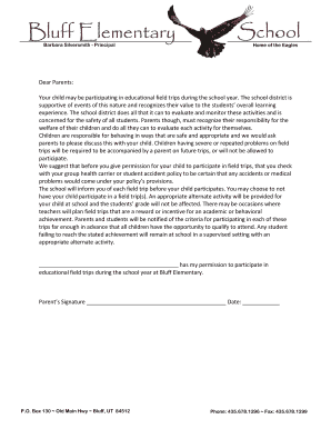 Field Trip Permission Slip