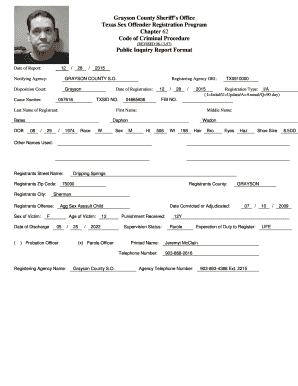 Texas Sex Offender Registration Form