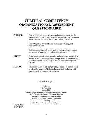 Cultural Competency Organizational Assessment Questionnaire