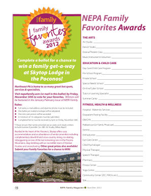 NEPA Family Favorites Awards Ballot