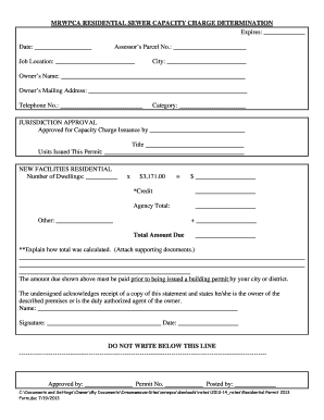Residential Sewer Capacity Charge Determination
