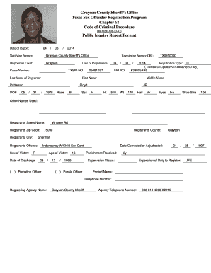 Texas Sex Offender Registration Form