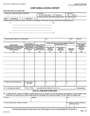 California CHDP Annual School Report