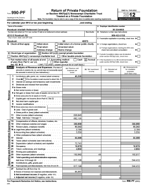 Form 990-PF Private Foundation Tax Return