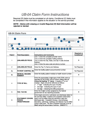 UB-04 Claim Form Instructions