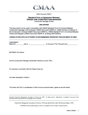 CMAA Construction Manager At-Risk Agreement