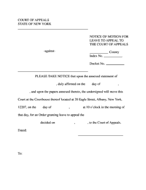 Notice of Motion for Leave to Appeal