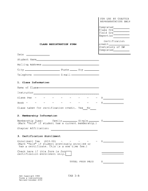 Class Registration Form