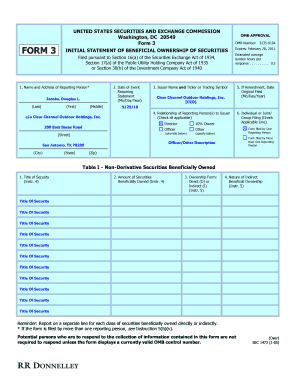 Form 3 Initial Statement of Beneficial Ownership of Securities