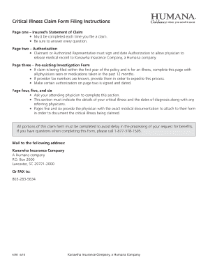 Critical Illness Claim Form