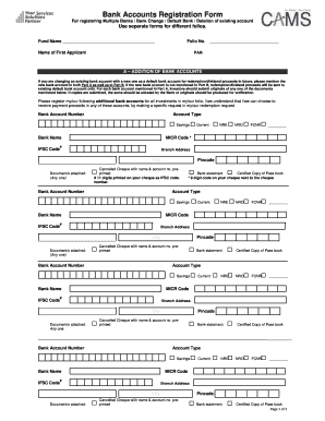 Bank Accounts Registration Form